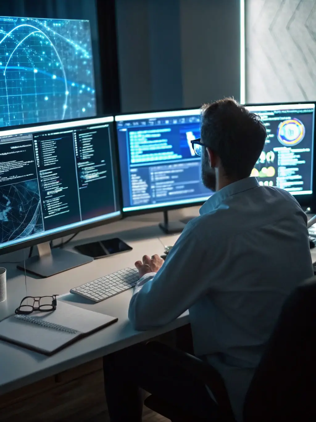 An investigator using OSINT techniques to gather information from publicly available sources to identify potential threats.